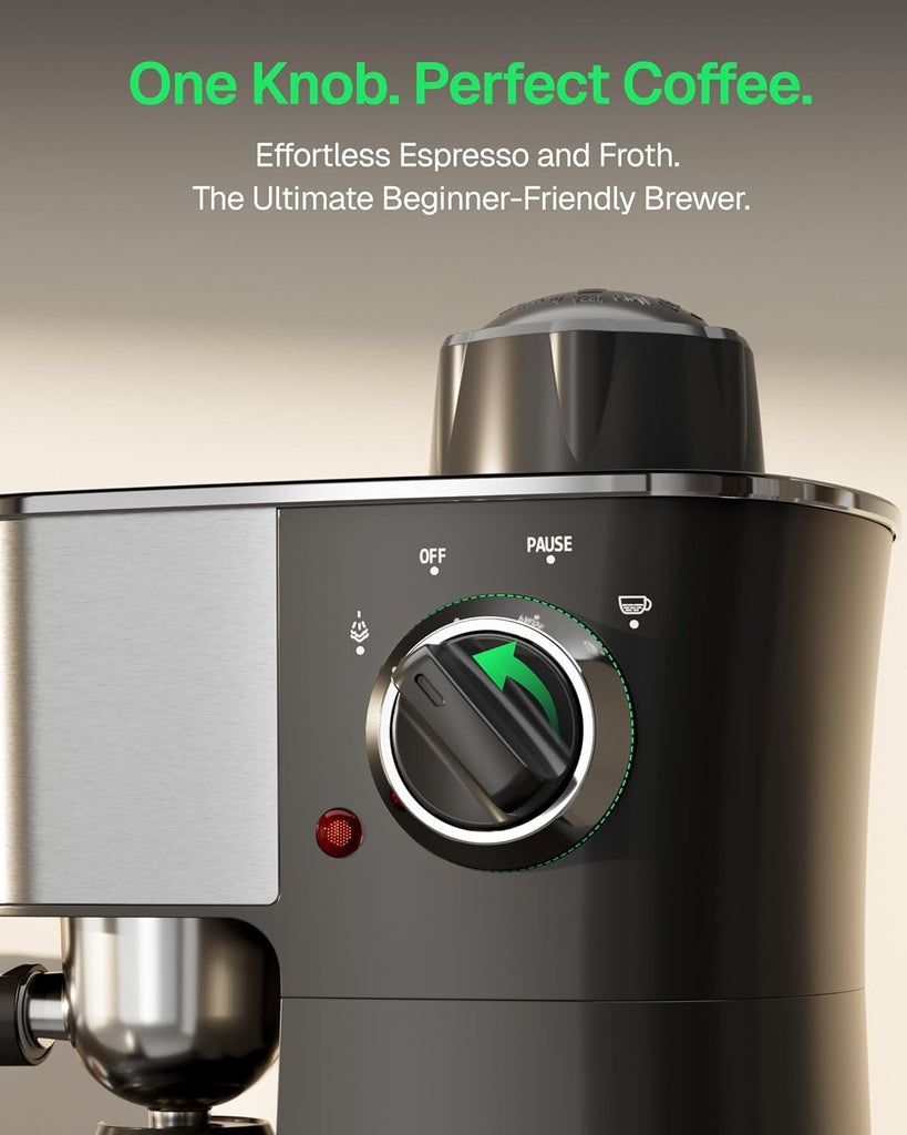 Espresso Machine, 3.5Bar Cappuccino & Latte Maker, 2-4 Cup Stainless Steel Coffee Machine with Milk Frother, 800W