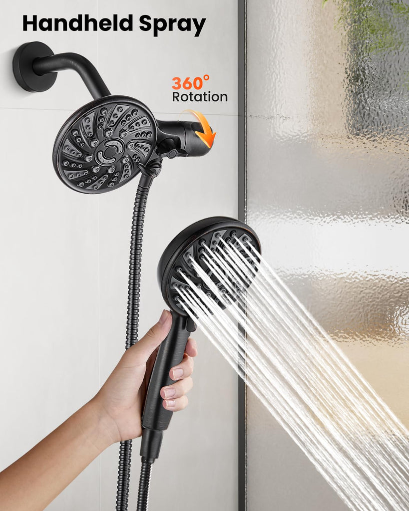 Dual Shower Head Kit with Valve 6 Mode Handheld Oil Rubbed Bronze