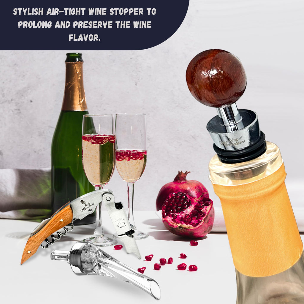 Wine Accessories Set, Featuring 3 in-1 Multifunctional Waiters Corkscrew Bottle Opener, Wine Aerator Pourer Spout &