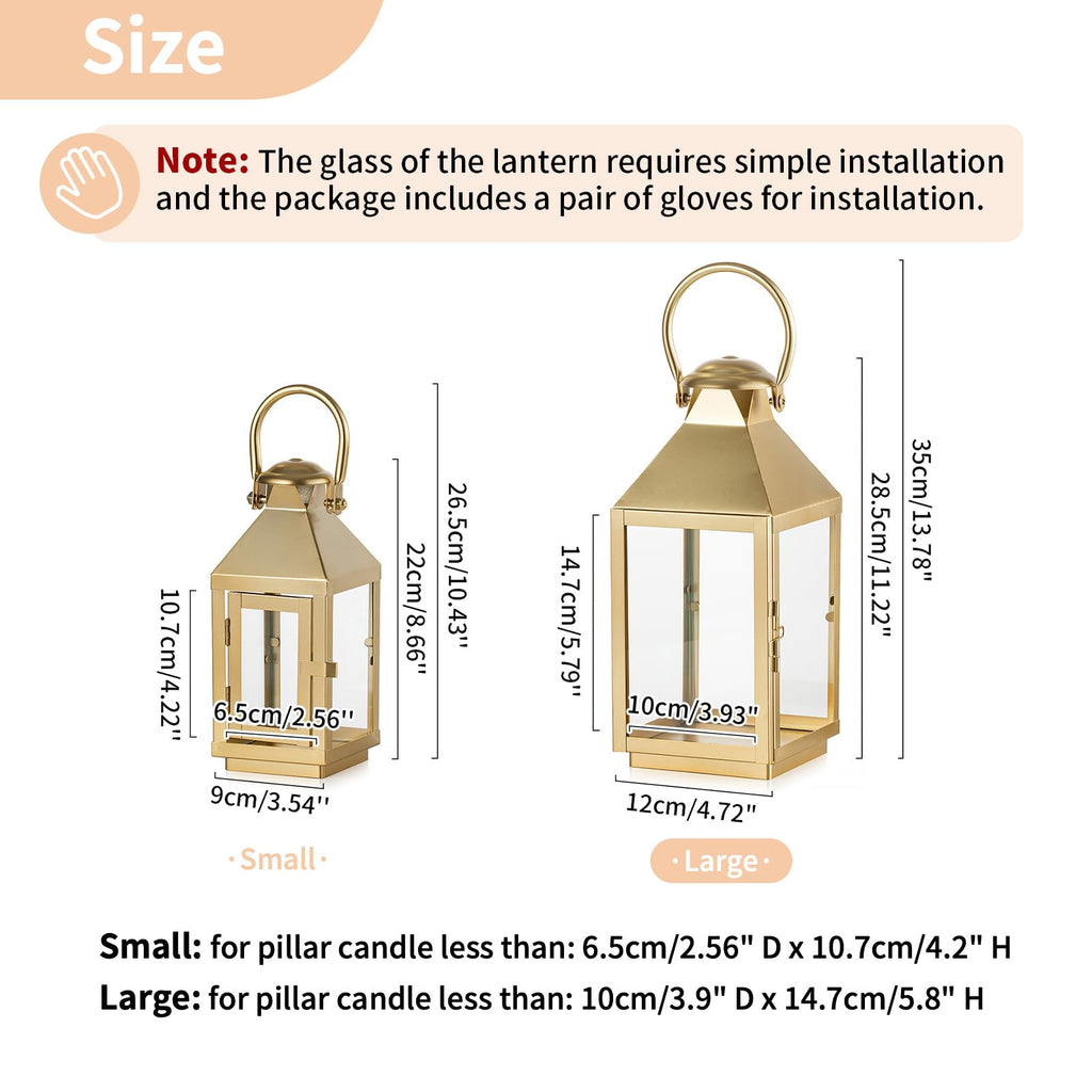 Gold Lanterns Decorative for Wedding, 11.2 Inch Lantern Decor