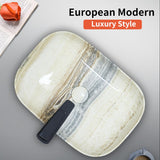 Davivy 18.3"×13" Marbling Rectangle Bathroom Vessel Sink with Pop Up Drain,Nordic Ceramic Vessel Sinks,Bathroom Sinks