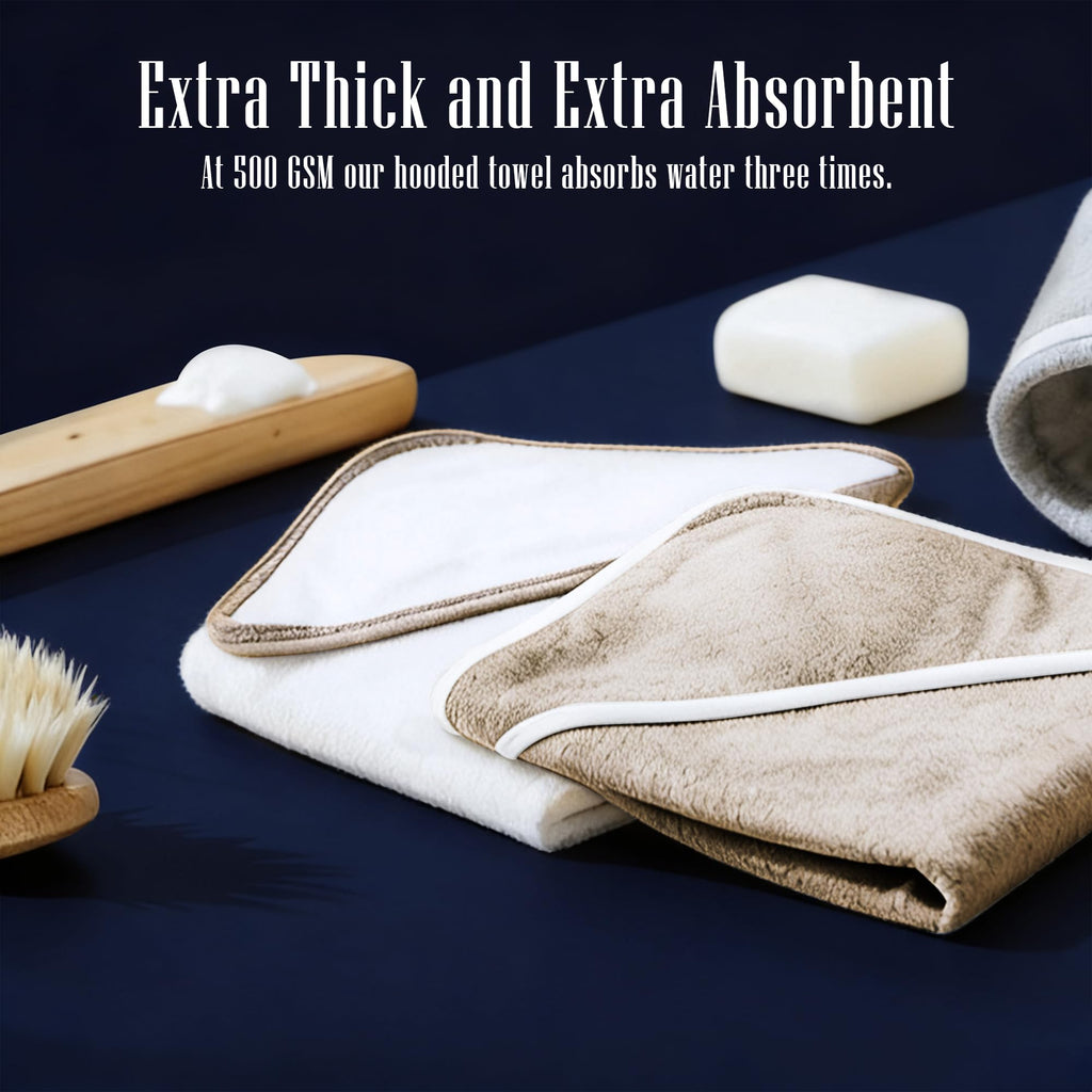 2 Pack Baby Bath Towel - Rayon Made from Bamboo, Ultra Soft Hooded Towels for Kids - X Large Size for 0-7 Yrs