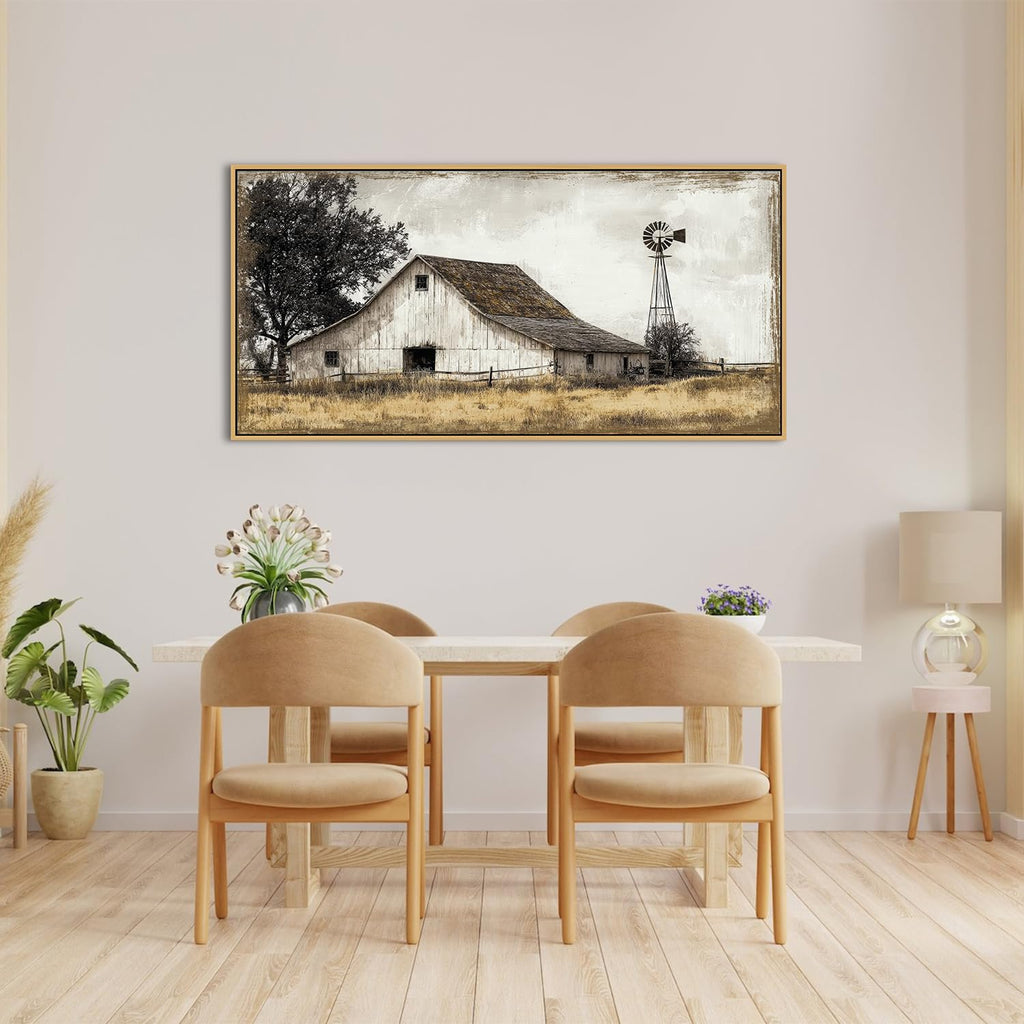 Rustic Farmhouse Wall Art Vintage Barn Windmill Canvas Prints Rural Country Painting Poster Western Landscape