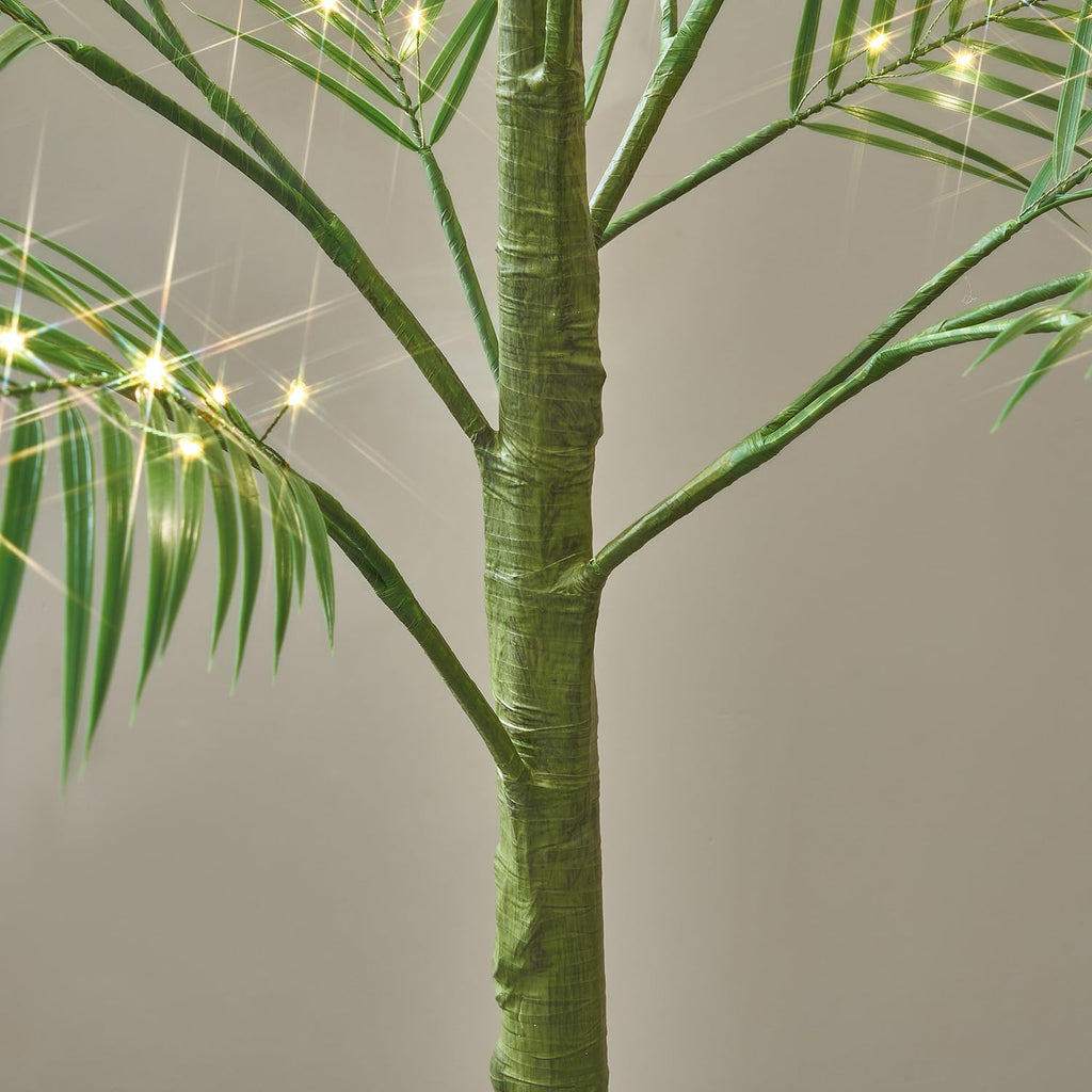 Lighted Palm Tree 4FT 240 LED Fairy Lights, Artificial Greenery Tree with Lights Room Summer Decoration Inside