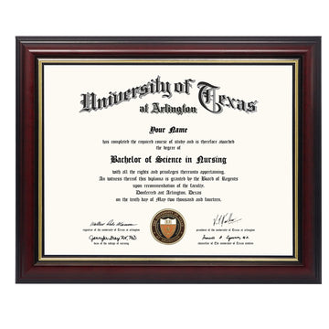 8.5x11 Certificate Diploma Frame, Solid Wood & UV Protection Acrylic, Cherry Finish with Gold Trim