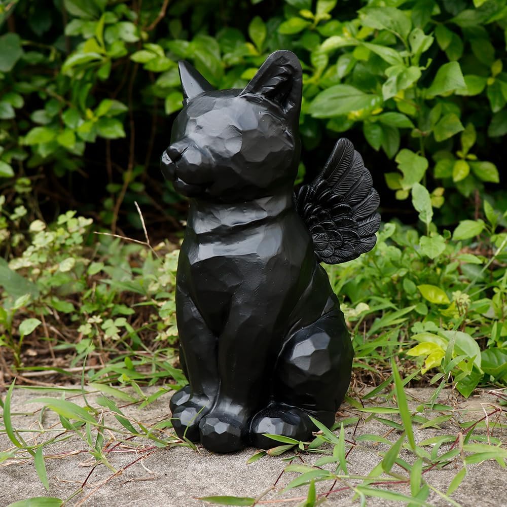 Pet Urns for Cats, 8" 28 Cu/in Angel Cat Statue, Resin Decorative Urn for Cat Ashes Memorial for Cat Loss