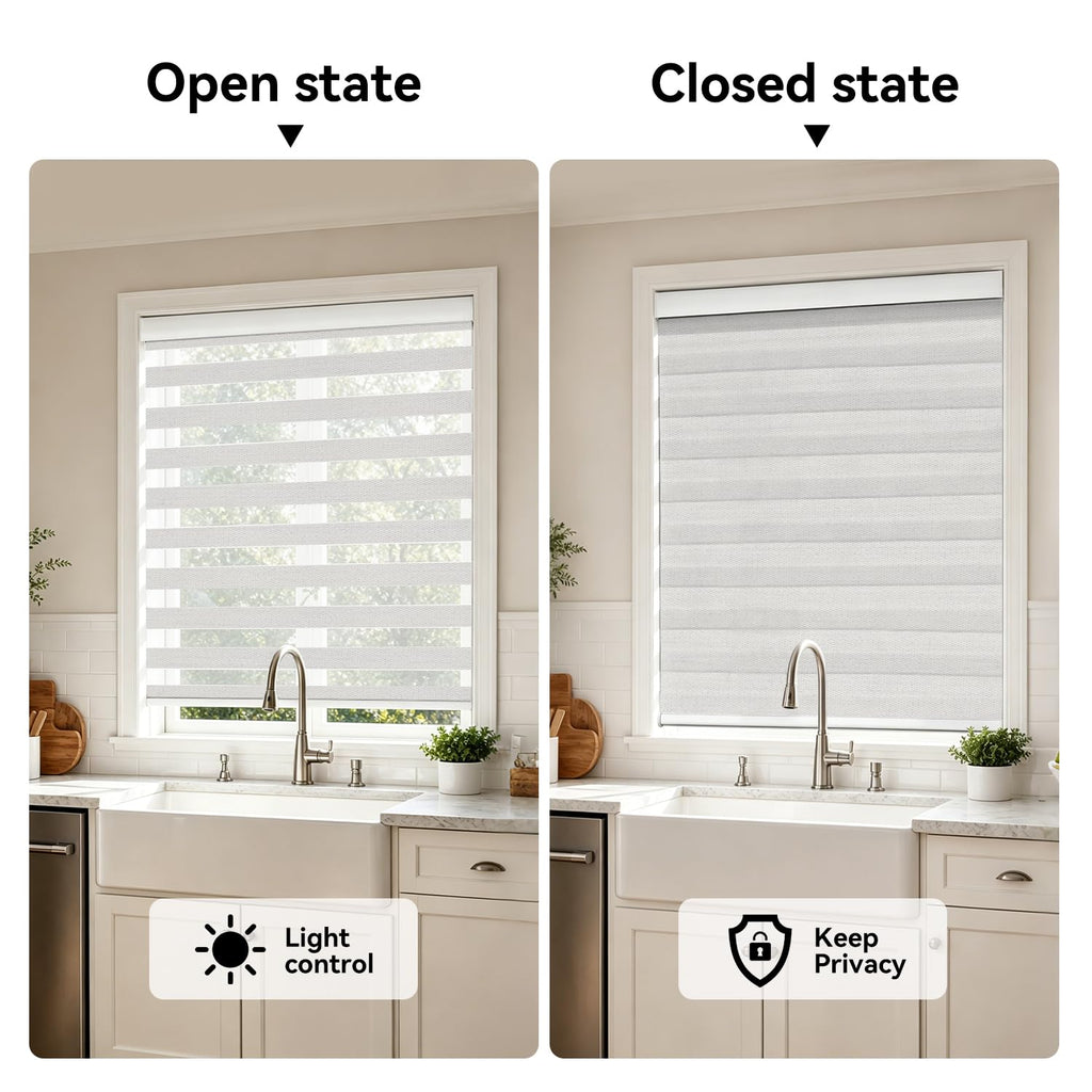Smart Motorized Zebra Blinds with Remote, Blackout Window Shades