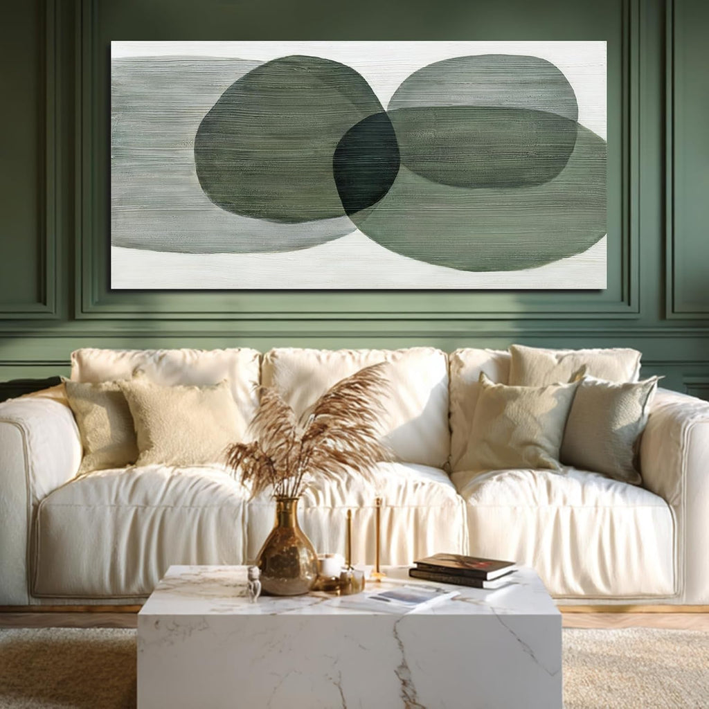 Minimalist Abstract Wall Art Green and White Geometric Gradient Canvas Wall Decor Bedroom Nordic Style Mural 29x58