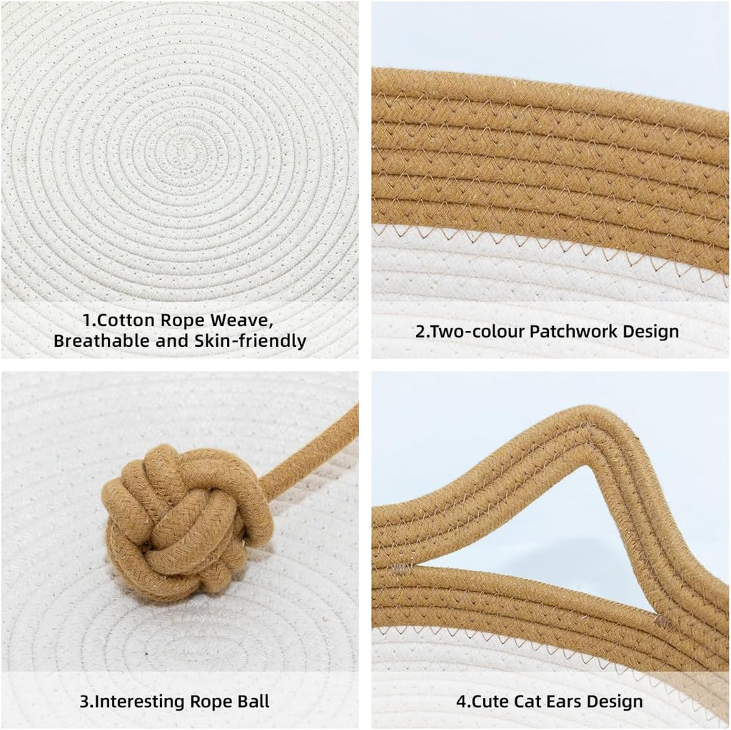 Cat Bed, Cotton Rope Instinct Basket for Cats, Handwoven Cat Beds