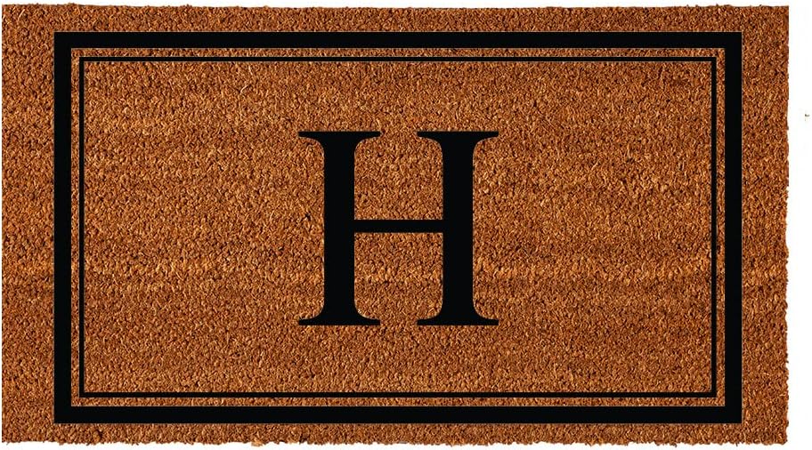 Flag Monogram Letter H Entrance Doormat | 28 x 16 inches | Dirt Catching Natural Coir | All-Season | Non-Slip Backing