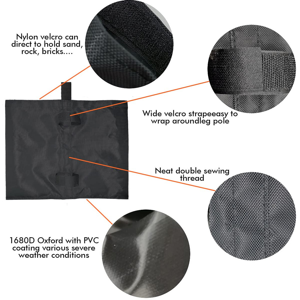 Sand Bags for Canopy Tent, Heavy Duty Weights Sandbags, 4pcs-Pack (Black)