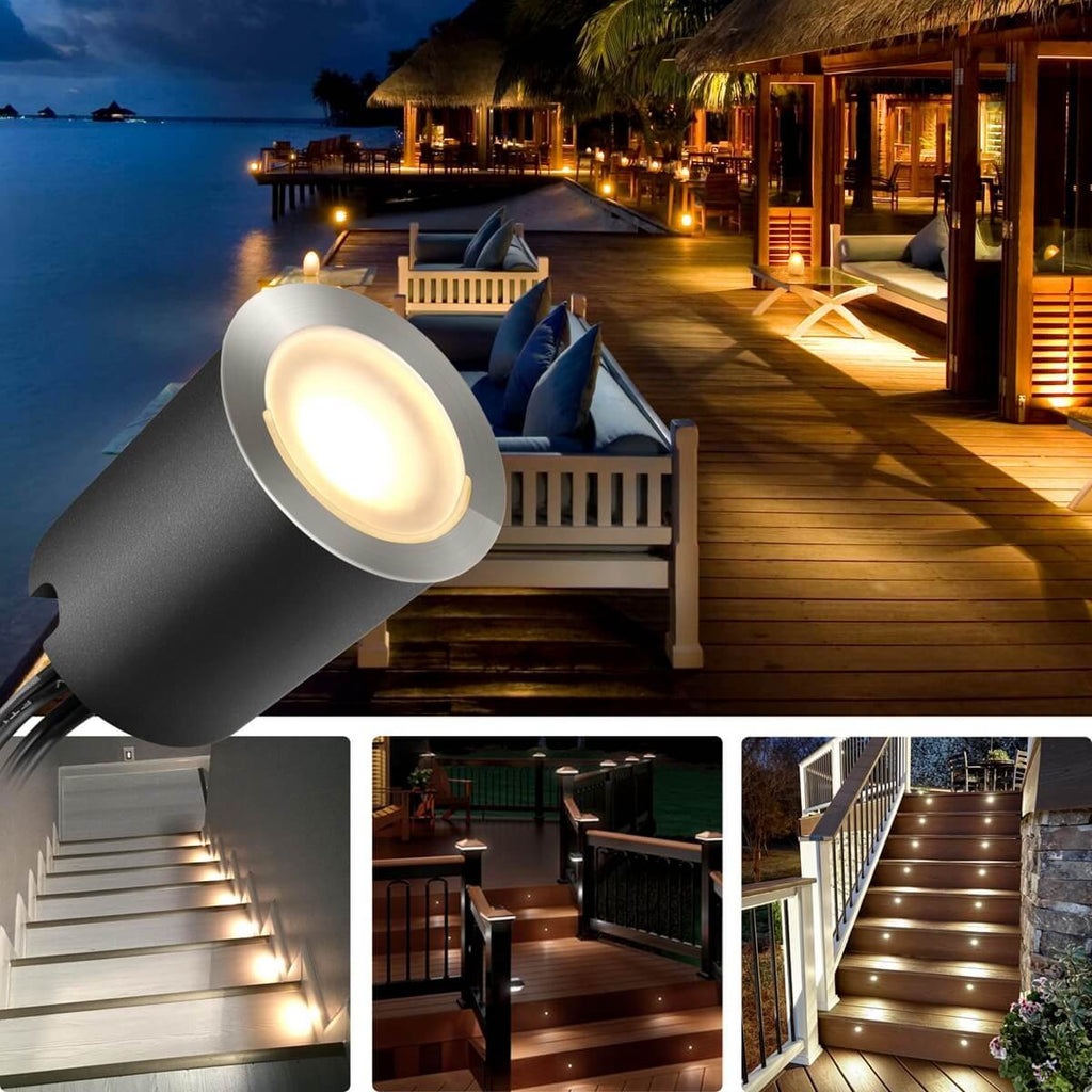 Recessed LED Deck Light Kits with Protecting Shell φ32mm, Outdoor LED Landscape Lighting IP67 Waterproof,12V Low