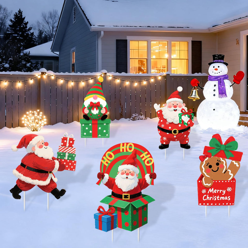 Christmas Decorations Outdoor Yard Signs - 11 PCS Christmas Santa Claus Tree Snowman Yard Signs Decor Cheerful