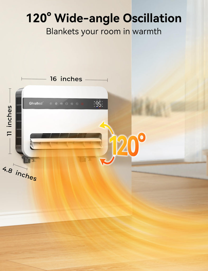 Smart Wall Space Heater for Indoor Use with Remote Control/APP