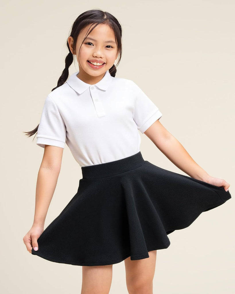 Girls Pleated Skater Uniform Skirts with Built in Shorts for School