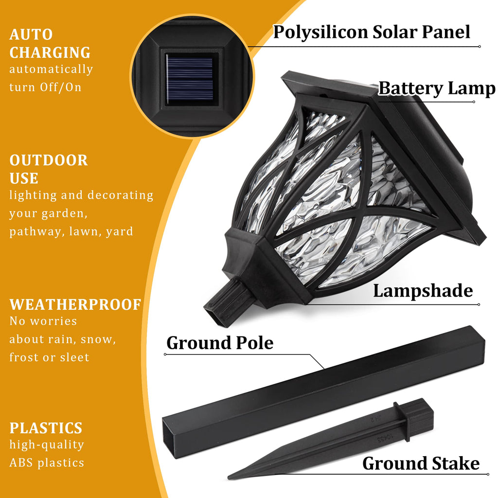 6 Pack Solar Lights Outdoor Waterproof, LED Solar Garden Lights