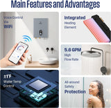 Tankless Water Heater Electric 24kW 240V, Instant On-Demand Hot Water, Smart WiFi