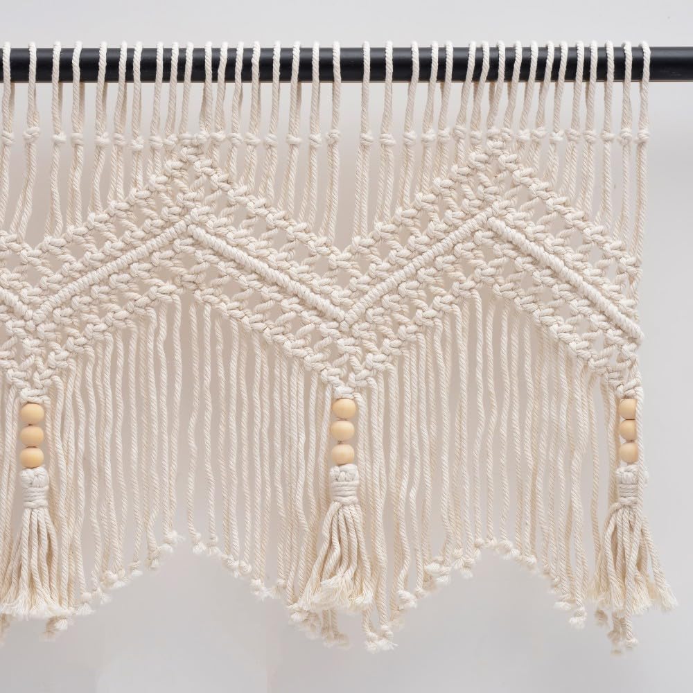 Macrame Valances for Windows, Boho Kitchen Macrame Curtains