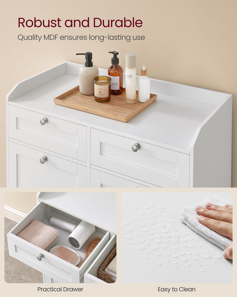 Laundry Cabinet with Tilt-Out Basket, 2 Drawers, 2 Baskets