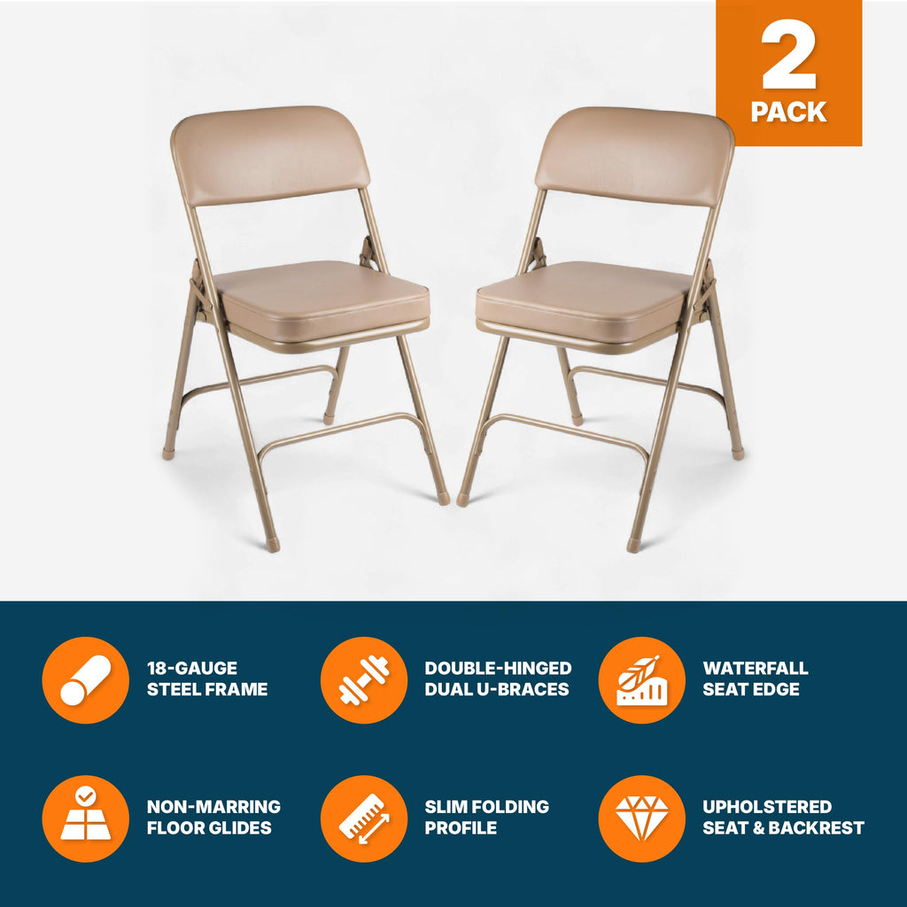 Series Heavy Duty, Industrial Grade, Premium Vinyl Folding Chairs 2" Ultra Padded Seat Double Hinged Steel