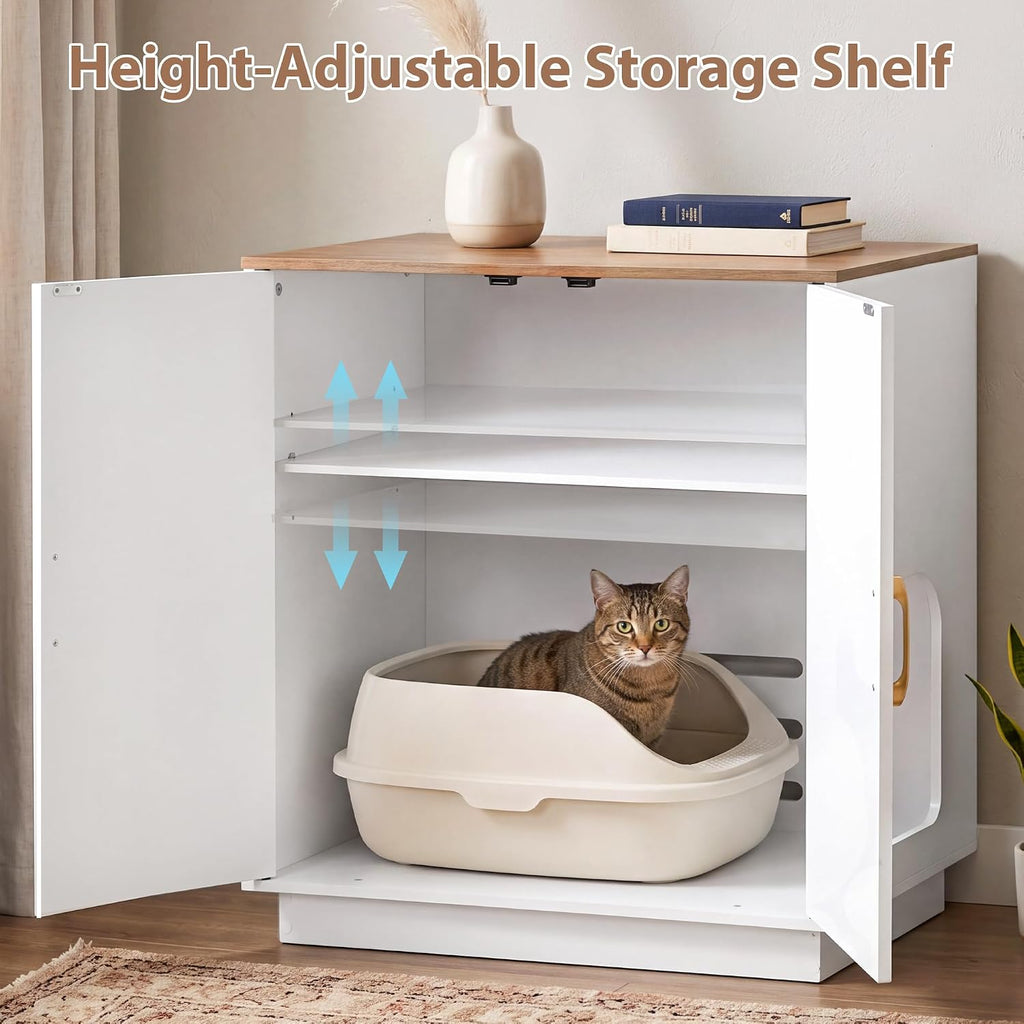 Litter Box Enclosure, 30.9'' High Large Litter Box Furniture, Modern Cat Litter Box Enclosurewith Hidden Storage