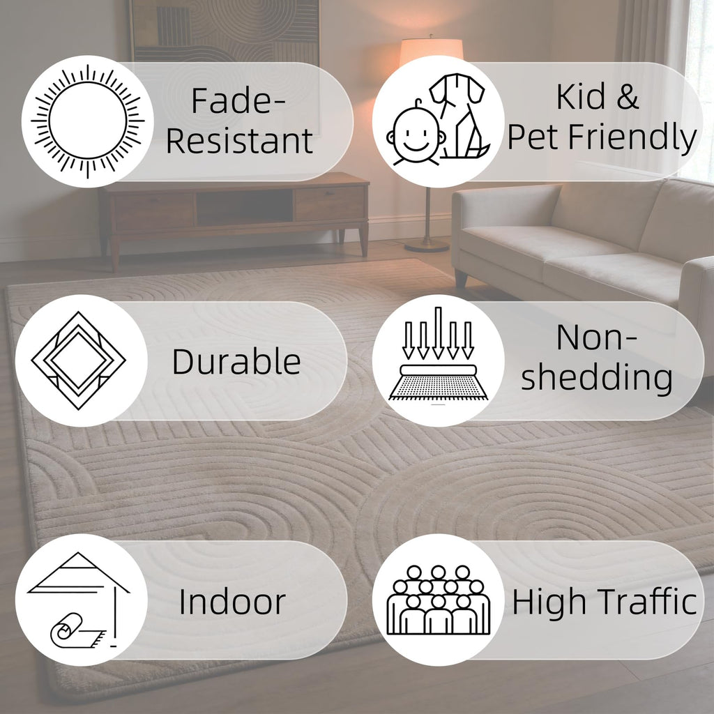 5x7 Grey Solid Color Area Rug, Modern Rugs Bedroom
