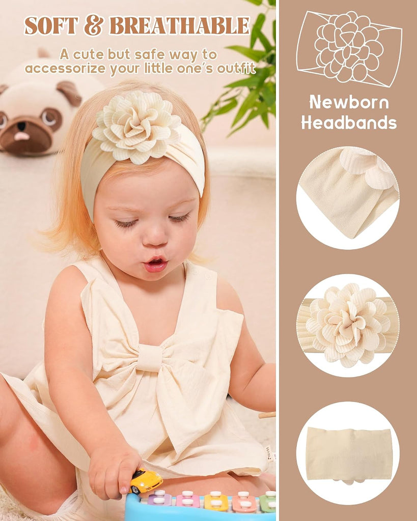 6pcs Baby Girls Flower Hair Headbands Nylon Hair Bands