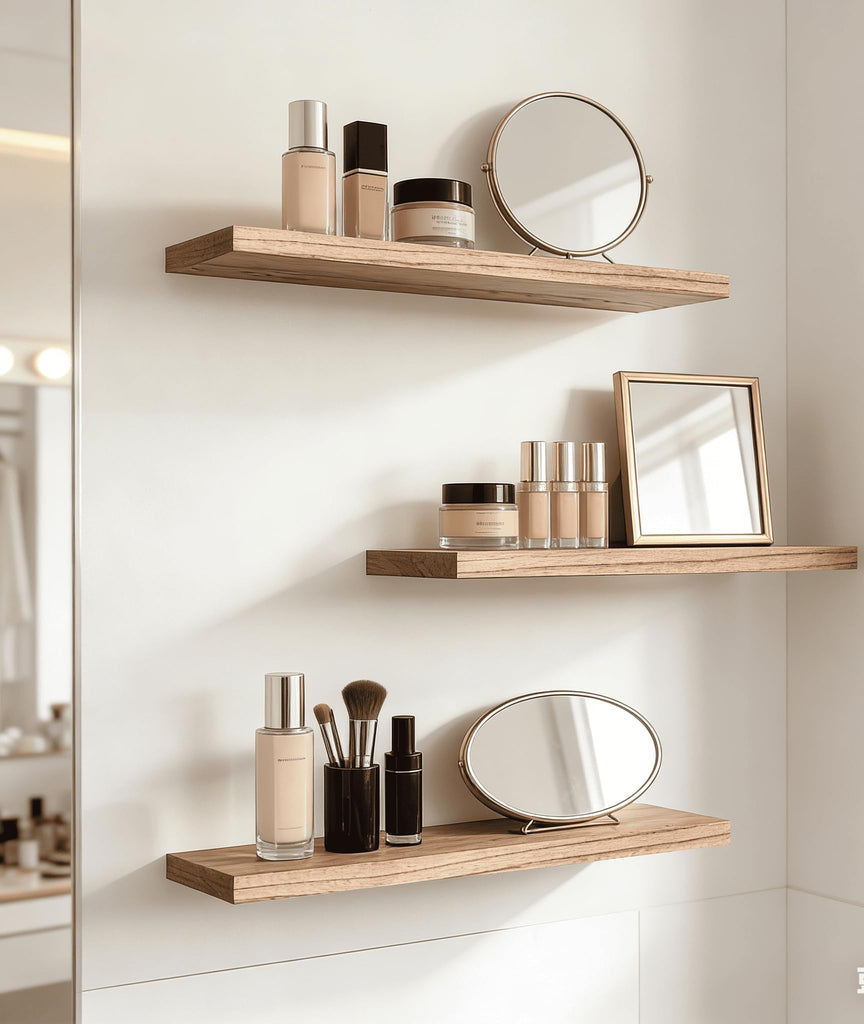 Light Wood Floating Shelves for Wall Shelf 17 Inch Set of 6