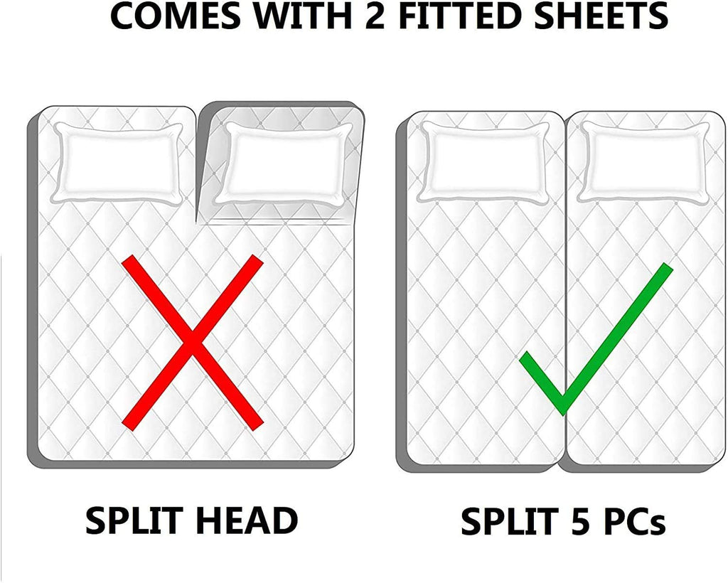 Split King Sheets Sets for Adjustable Bed, 600 Thread Count Egyptian Cotton Sheets, 5 Piece Split King Sheet Set
