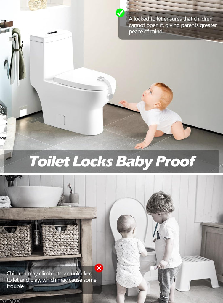 12 Pack Baby Proofing Safety Locks Child Safe for Cabinet Drawer Fridge Oven Dishwasher Doors, Toilet Seat & Lid
