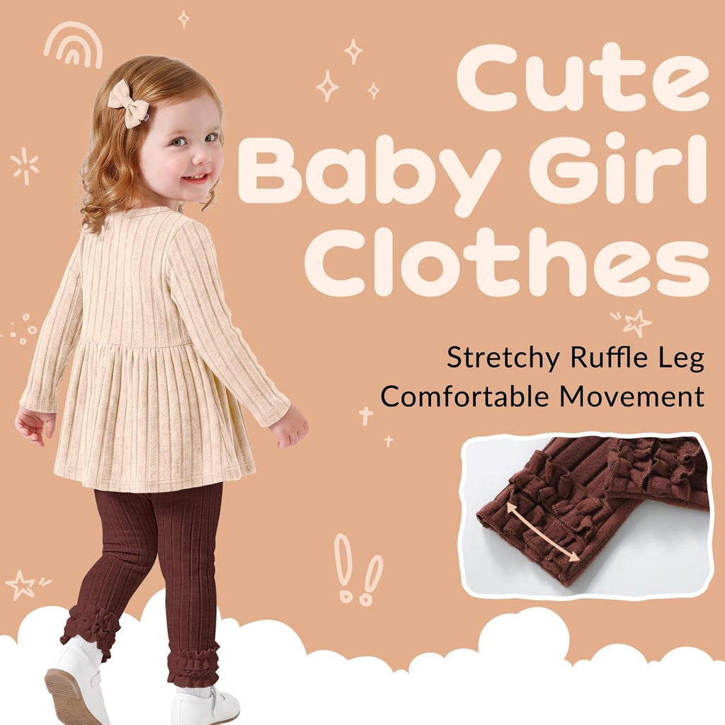 Toddler Baby Girl Outfits Long Sleeve Bow Top and Pants Set