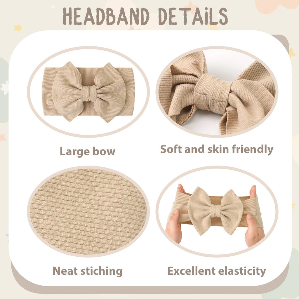 8 Colors Super Stretchy Soft Knot Baby Girl Headbands with Hair Bows Nylon Head Wrap For Newborn Baby Girls Infants