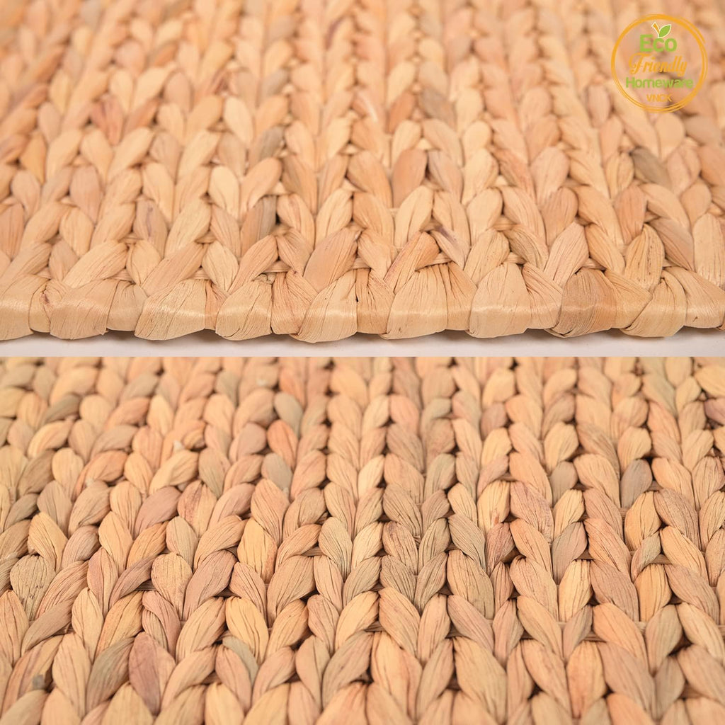 Square Placemats Set of 6, Water Hyacinth Woven Placemats for Dining Table, Boho Rattan Plate Chargers for Dinner