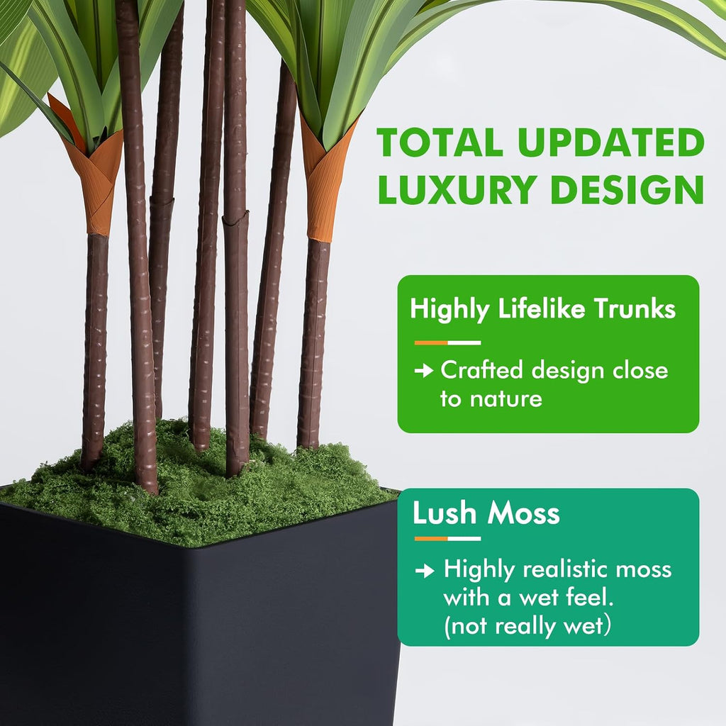 Artificial Dracaena Tree 5FT, Fake Plants with Black Tall Planter - Fake Tree Tall Faux Plants Indoor Floor Plant