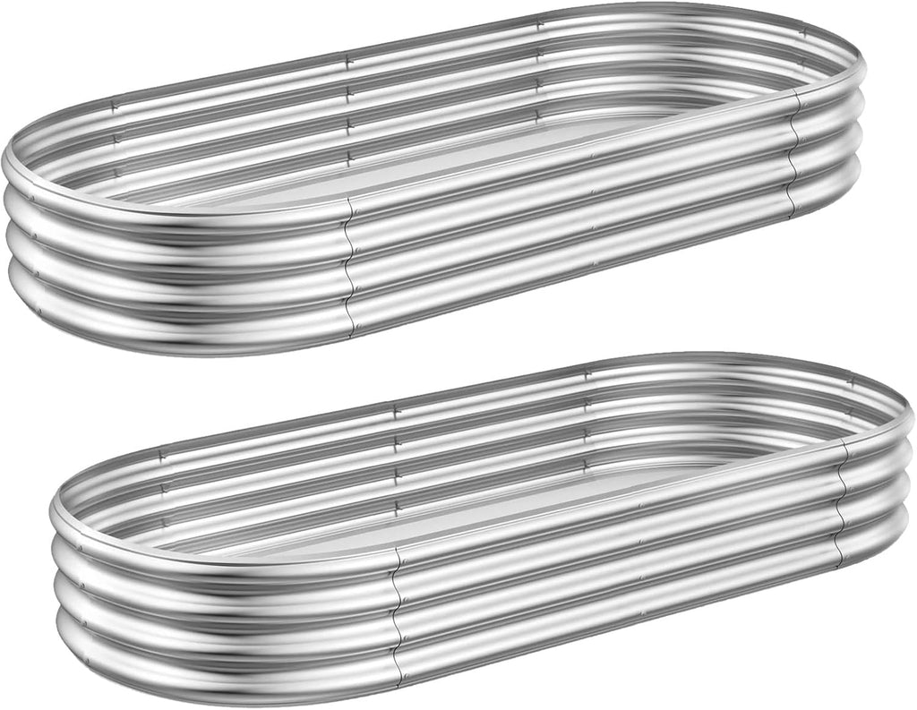 2-Pack Metal Raised Garden Bed, 4x2x1ft Galvanized Planter Box for Outdoor Vegetables & Flowers, Corrosion-Resistant