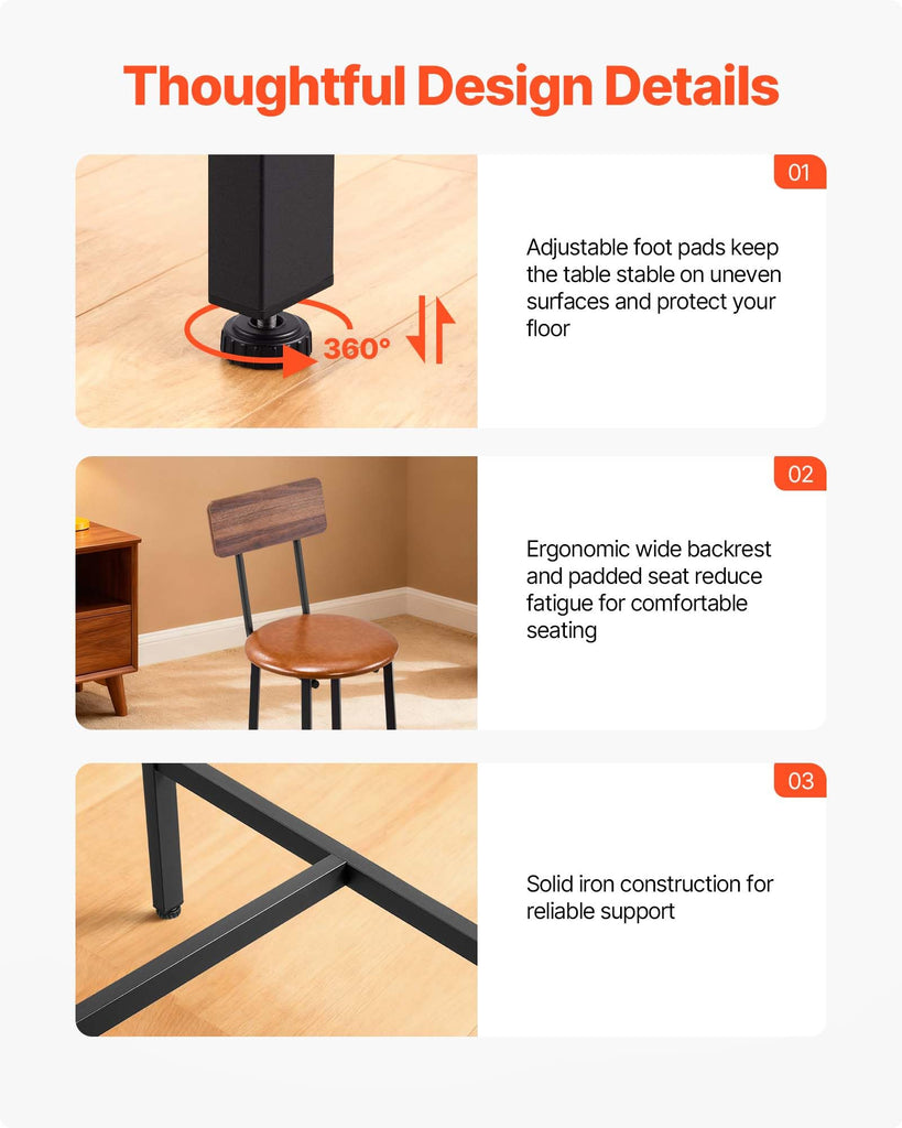 Bar Table and Chairs Set, 5PCS 47.2′′ Bars Tables Set with Rounded Edge Design, Rectangular Pub Table with Four