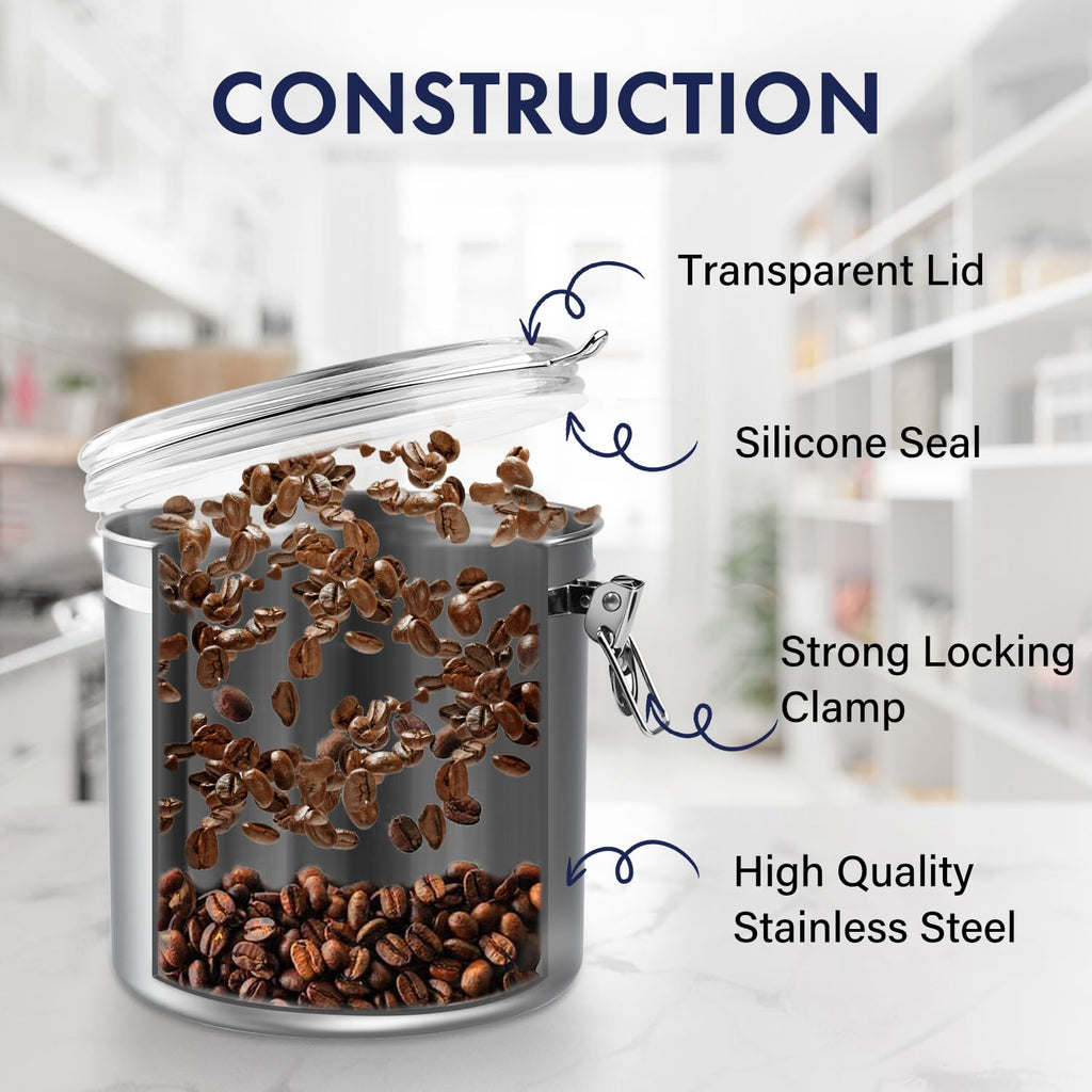 165oz Stainless Steel Airtight Canister with Clear Lid