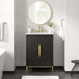 24-Inch Modern Bathroom Vanity Cabinet, White and Black Finish