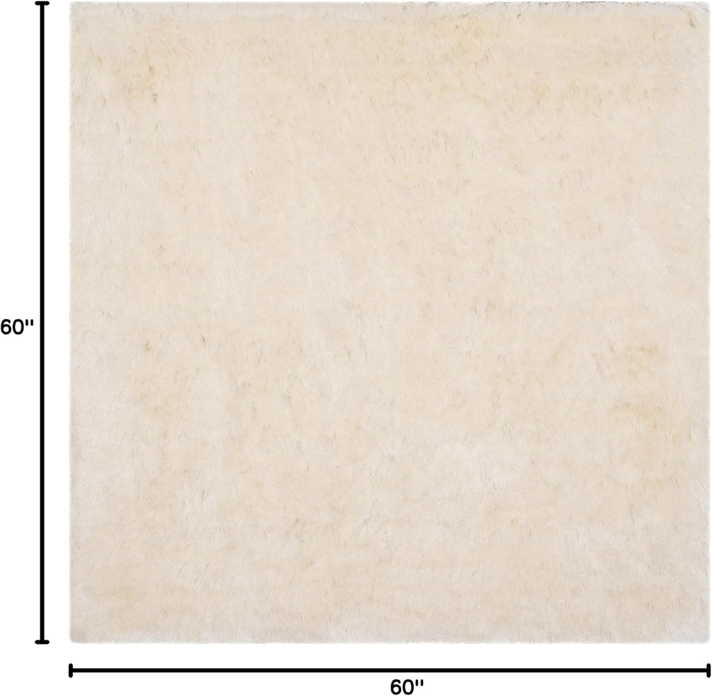 Paris Shag Square Rug 5', Soft Plush Modern Ivory SG511-1212