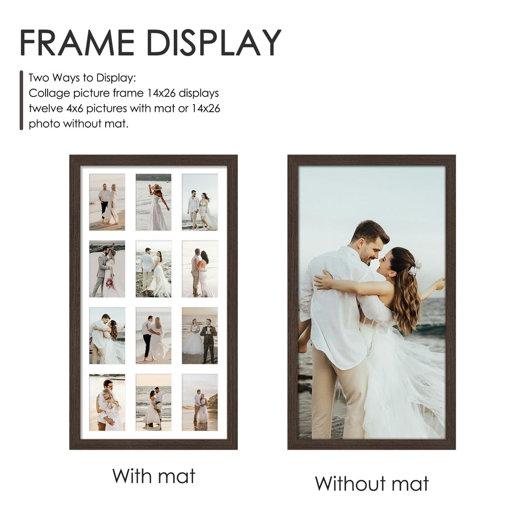 14x26 Collage Frame For 12 4x6 Photos Walnut