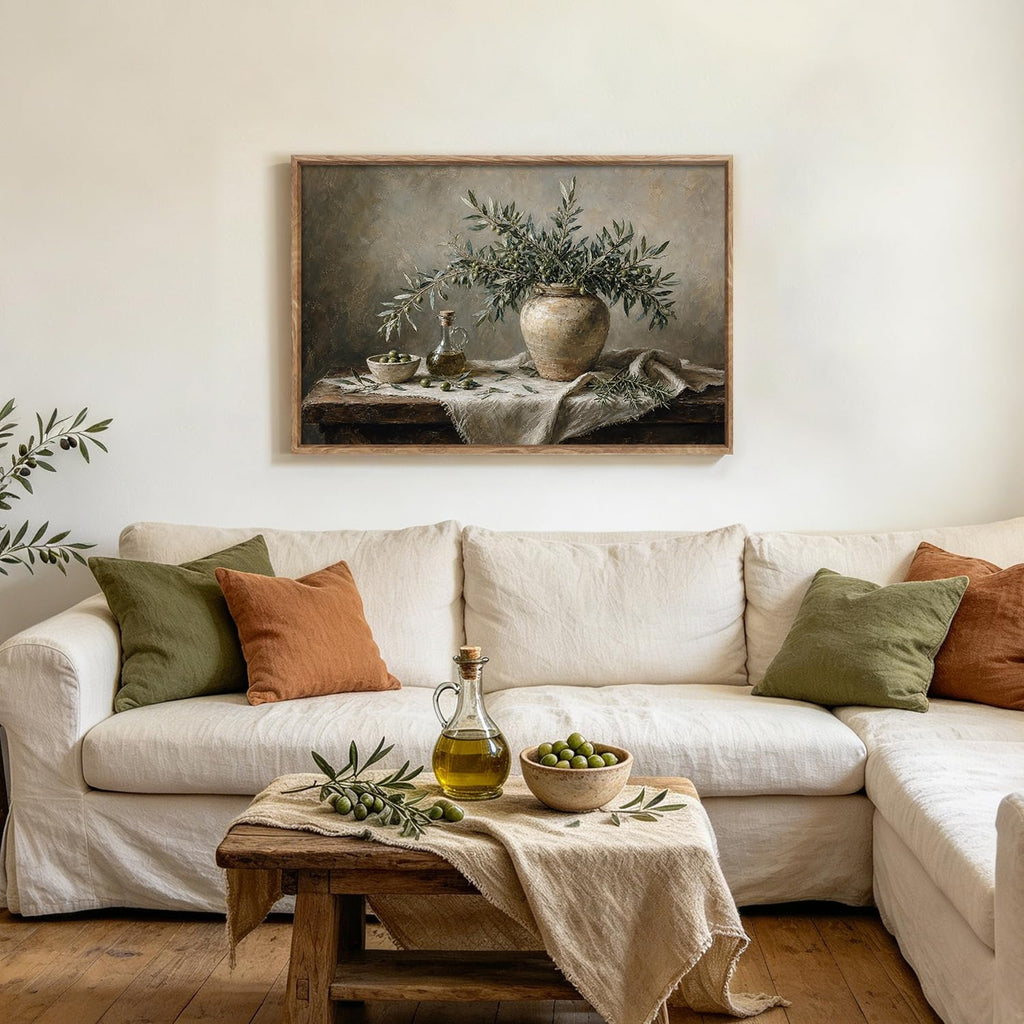 Vintage Olive Branch Still Life Plants Wall Art Canvas
