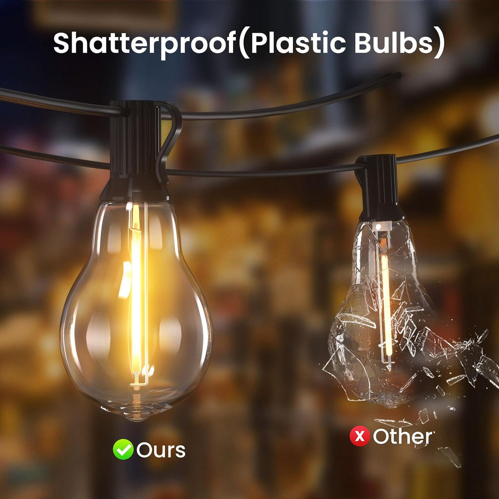200FT Outdoor Lights with 106 Shatterproof Bulbs(6 Spare), IP45 Waterproof Outside String Lights, Patio String Lights