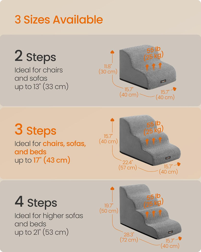 3-Step Dog Stairs, Waterproof, Anti-Slip, Gentle Slope