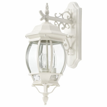 60/891 Traditional Three Light Outdoor Wall Mount from Central Park Collection in White Finish