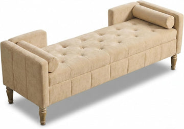 64.6" End of Bed Storage Bench, Diamond Tufted Chenille | 64.6"W × 22.08"D × 22.08"H, Camel, 350 lbs capacity