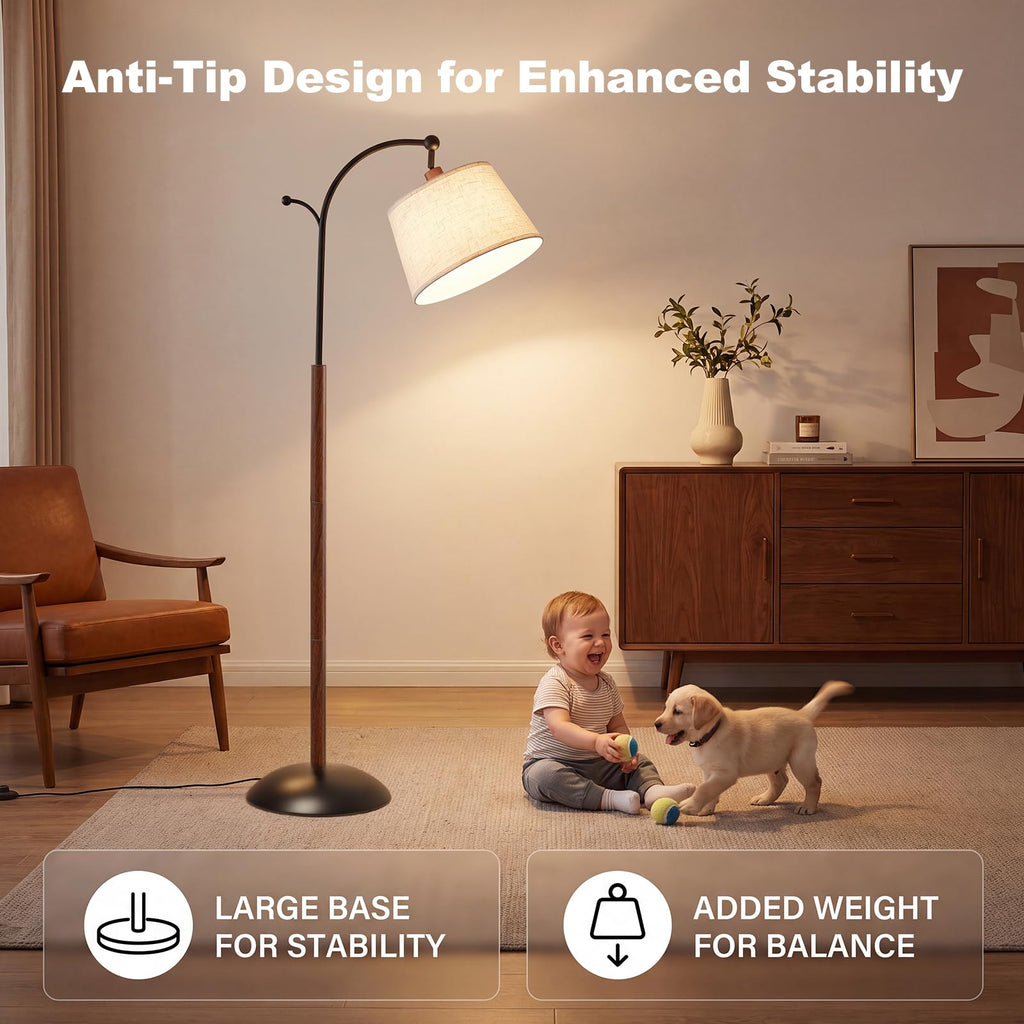 Floor Lamp, 9W 850lm Smart LED Arch Floor Lamp - Black Base