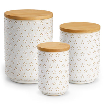 Ceramic Canisters Set with Airtight Lids, 80/40/20 oz Coffee Canister, Cookie Jar & Sugar Container, Canister Sets