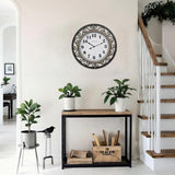 SwallowLiving 24 Inch Vintage Iron Metal Frame Wall Clock Silent, Battery Operated, Elegant Retro Decor