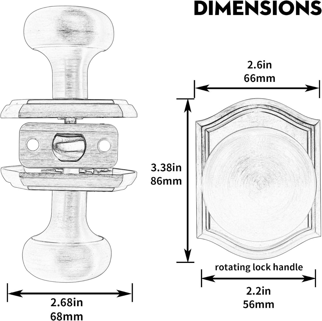 Passage Door Knob Interior, Bright Chrome, Zinc Alloy