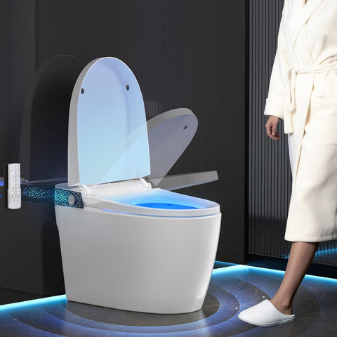 Smart Toilet with Bidet Built in, One Piece Toilet with Auto Soft Open&Close Lid&Seat, Foot Sensor, Auto Flush